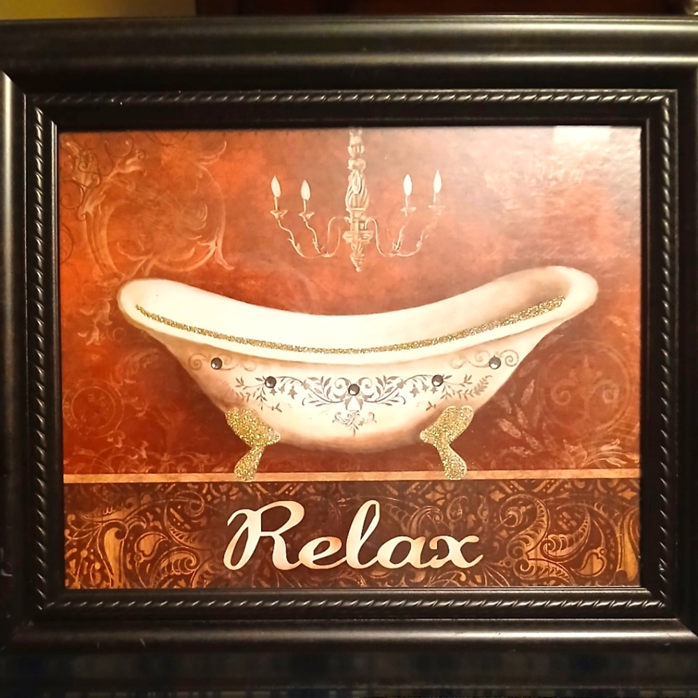 Relax  Bath Art with Black Frame